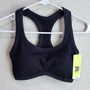 NWT All in Motion Modal Rib Seamless Sports Bra Black Small